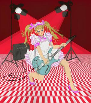 女僕電吉他燈光錶演, JPG 女僕電吉他燈光錶演, 女傭, 電吉他, 照明, JPG