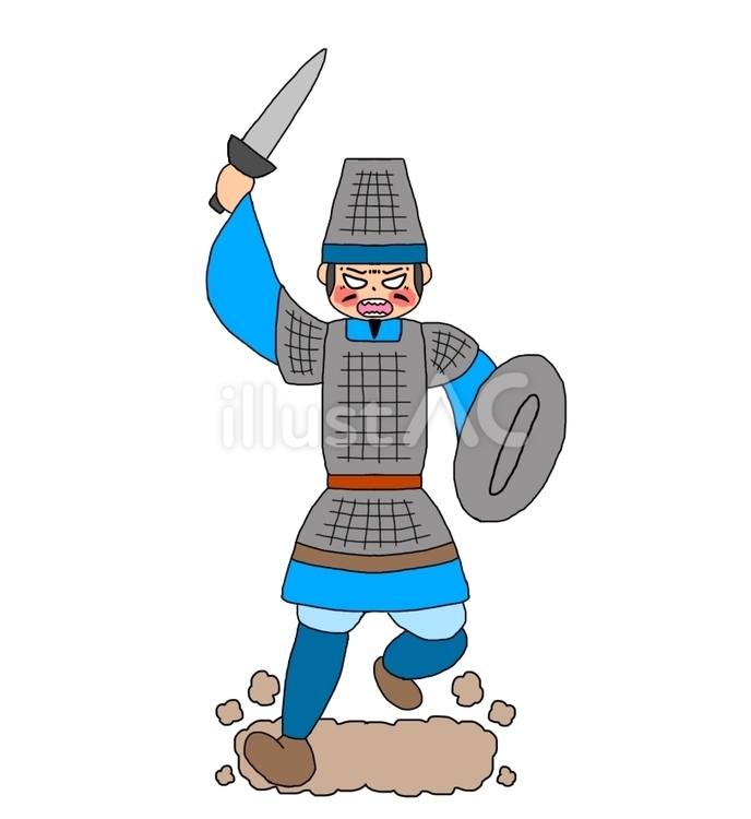 突撃する古代中国風戦士 戦士,兵士,闘士のイラスト素材