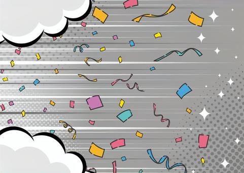 モノトーンのポップな効果線と紙吹雪の背景