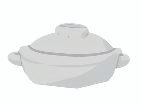 土鍋 土鍋,両手鍋,蓋付き,シンプル,調理器具,グレー,料理のイラスト素材