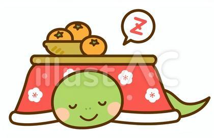 こたつで寝正月を楽しむヘビ