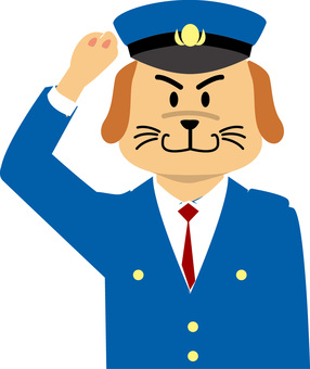 犬の警察官　 犬,警察官,敬礼,動物,メルヘン,コミカル,公務,パトロールのイラスト素材