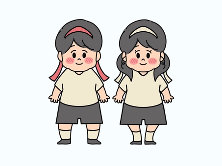 体操服を着た子供 体操服,運動会,子供,女の子,男の子,笑顔のイラスト素材