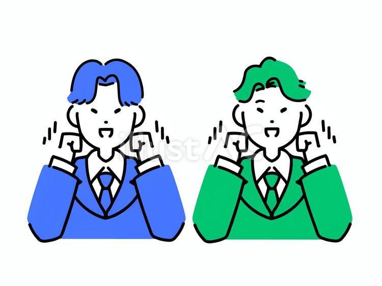 社会人ver2_ファイト 社会人,スーツ,若者のイラスト素材
