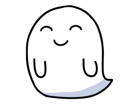 笑顔の可愛いお化けのキャラクター おばけ,幽霊,手描き,ゴースト,モンスター,キャラクター,可愛い,ポップ,ハロウィン,笑顔のイラスト素材