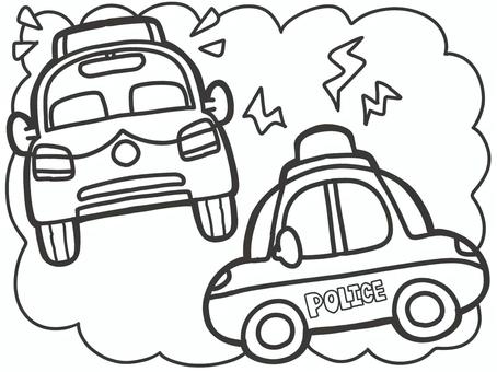 塗り絵（パトカー） 塗り絵,パトカー,乗り物,車,線画,警察のイラスト素材