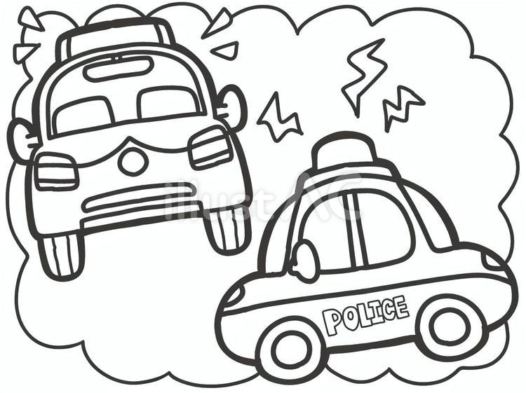 塗り絵（パトカー） 塗り絵,パトカー,乗り物のイラスト素材