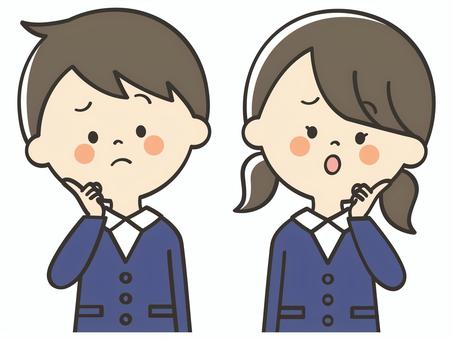 困っているこどもたち 困っているこどもたち 困る,悩む,わからない,疑問,謎,はてな,迷う,考える,女の子,男の子のイラスト素材
