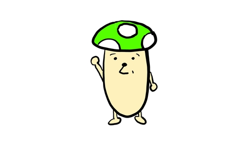 きのこ　緑 きのこ,キャラクター,マスコット,オリジナル,緑,カラフル,ポップ,かわいい,シンプル,子ども向けのイラスト素材