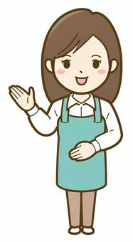 案内する女性店員_25 ビジネス,女性,人物,人,介護,キッチンカー,カフェ,仕事,かわいい,シンプルのイラスト素材