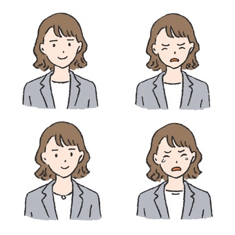 スーツ女性の感情表情セット