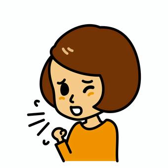 女性　せき 女性,せき,病気,風邪,インフルエンザ,症状,ぜんそく,若い,女の子,20代のイラスト素材