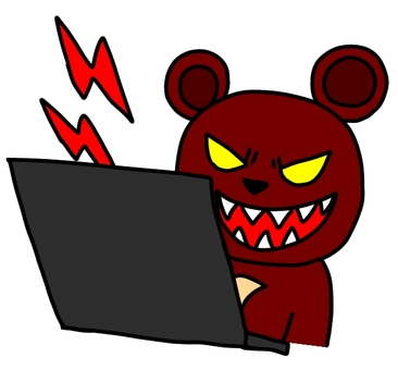 SNSで批判する熊パソコン SNSで批判する熊パソコン パソコン,熊,批判,sns,怖い,生き物,動物,手書きのイラスト素材