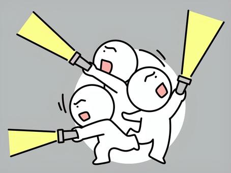 あちこち懐中電灯で照らす棒人間 懐中電灯,ライト,棒人間,照らす,探す,操作,あちこち,かわいい,シンプル,人物のイラスト素材