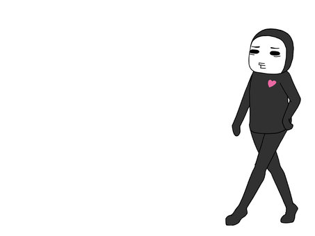 KUROTAITUKUN 人,黒タイツ,キャラクター,ポーズ,黒,全身黒のイラスト素材