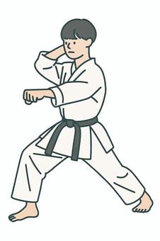 空手の中段突き練習 空手,道着,黒帯,中段突き,基本動作,武道,日本,スポーツ,型,稽古のイラスト素材