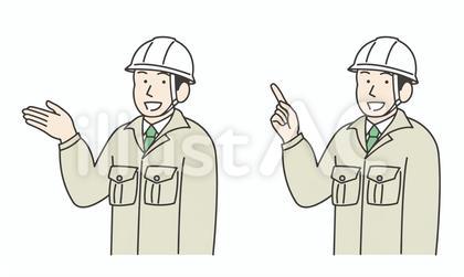 説明する男性作業員