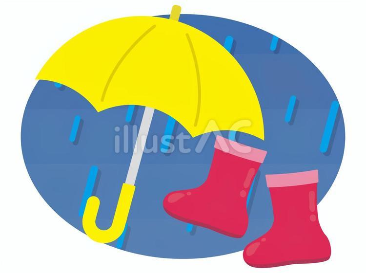 傘と長靴と雨 傘,長靴,レインブーツのイラスト素材