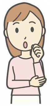  ロングヘア女性-360-バスト 考える,女性,女の子,人物,かわいい,なるほど,納得,聞く,表情,感情のイラスト素材