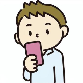 携帯に集中する男 男,集中,携帯,スマホ,過集中,携帯ゲーム,sns,中毒,メール,依存のイラスト素材
