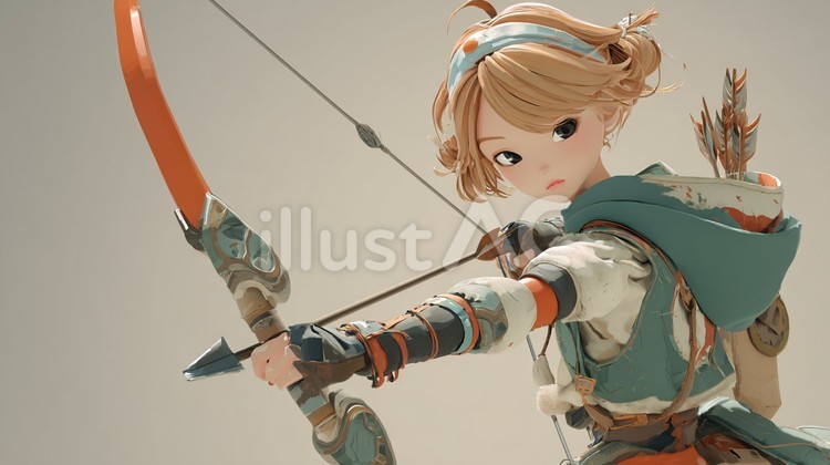 ファンタジー風の弓使い少女 弓,少女,アーチャーのイラスト素材
