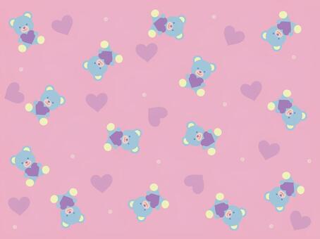 ハートとクマのバレンタインパターン背景2 バレンタインデー,背景,クマ,ハート,パターン,柄,模様,かわいい,手描き,あしらいのイラスト素材