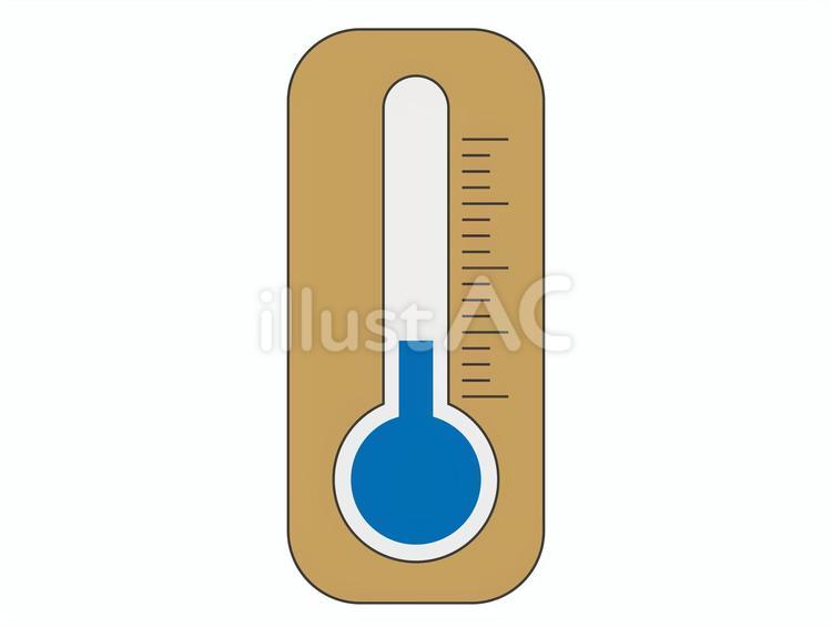 温度計_気温計_木枠付き青 室温,日用品,道具のイラスト素材