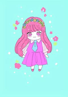 オリキャラ⑩ ピンク,女の子,ミニキャラ,かわいい,ネクタイのイラスト素材