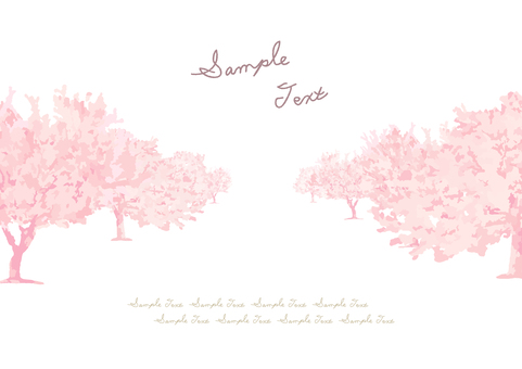 満開の桜の描写_31_シンプルな並木道 桜並木,春,ソメイヨシノ,背景,壁紙,幻想的,バナー,見出し,ポストカード,メッセージのイラスト素材