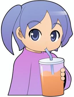 飲み物を飲む女の子_B 飲み物を飲む女の子_B 女の子,女性,バストアップのイラスト素材