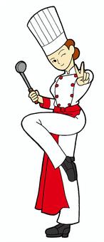 女性　コック　イラスト
