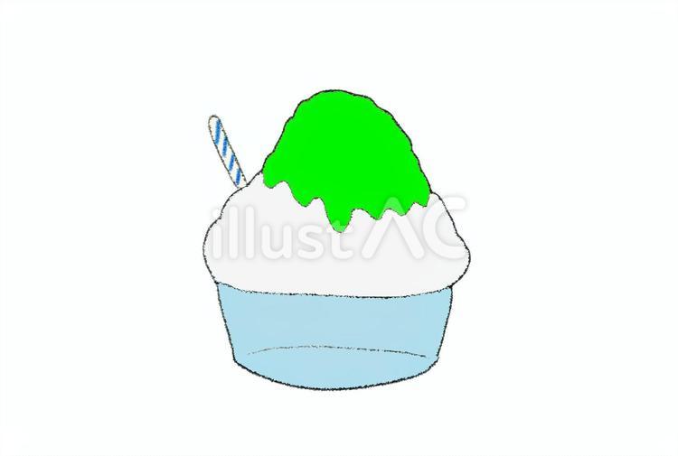 手描きのかわいいかき氷（メロン） かき氷,メロン,黄緑のイラスト素材