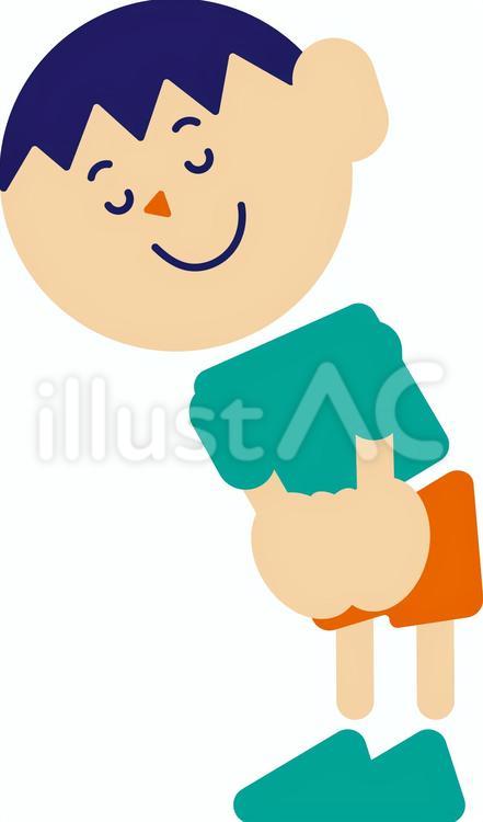 お辞儀をする男の子 お辞儀,挨拶,子供のイラスト素材