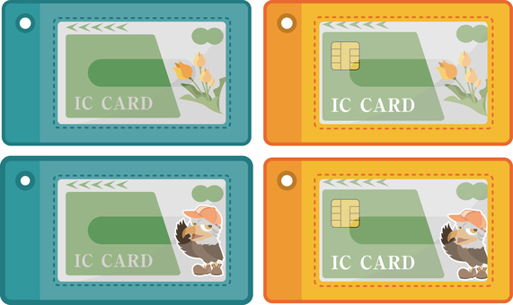 パスケースに入ったICカードセット パスケース,icカード,カード,ic,ケースのイラスト素材