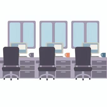 【そのまま使える】デスクワーク3 仕事,事務,デスクワーク,窓,窓際,作業,部署,パソコン,コンピューター,モニターのイラスト素材