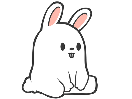 うさぎ うさぎ,かわいい,ゆるキャラ,お座り,全身,動物のイラスト素材