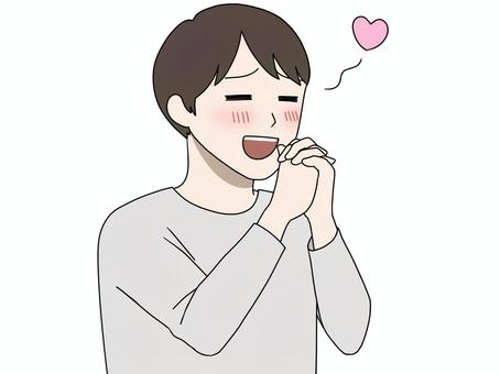 好きな人を思う男性 男性,灰色,長袖,うっとり,ハートのイラスト素材