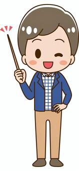 Illustration of a man with a pointing stick, , JPG and PNG