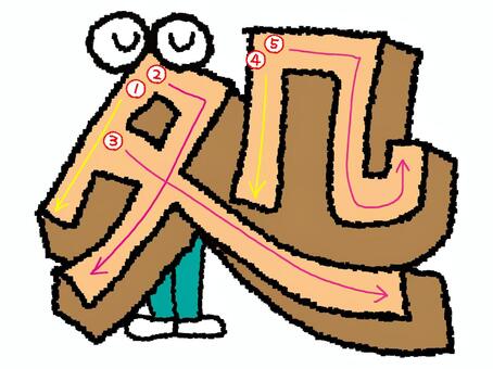 処　漢字　書き順あり 処,フォント,漢字,立体,文字絵,目,書き順,矢印,5画,可愛いのイラスト素材