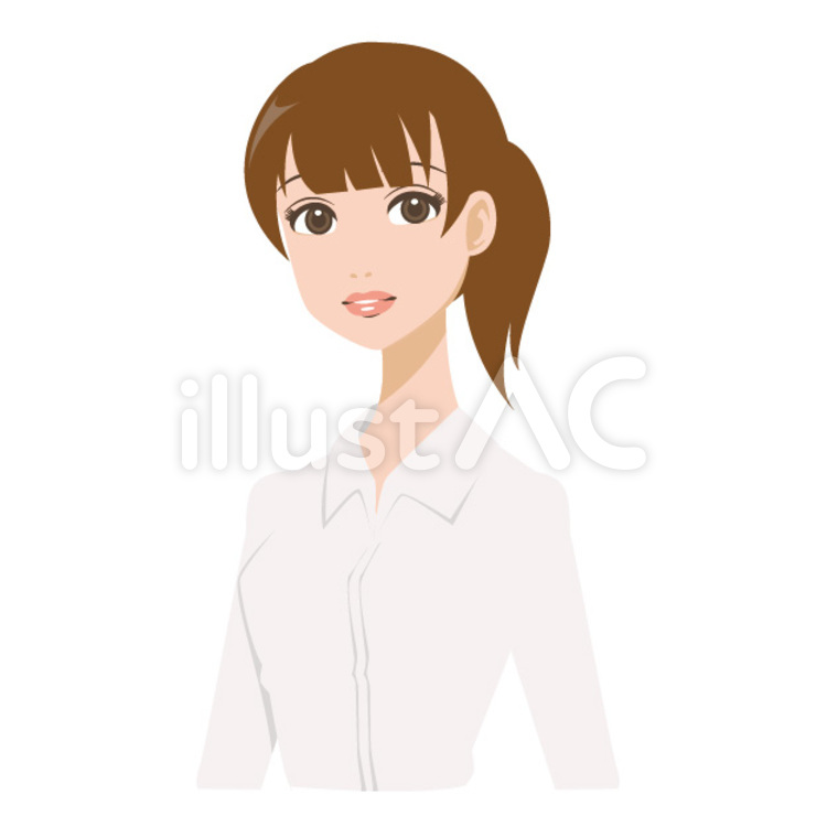 笑顔 女性,上半身,ポニーテールのイラスト素材