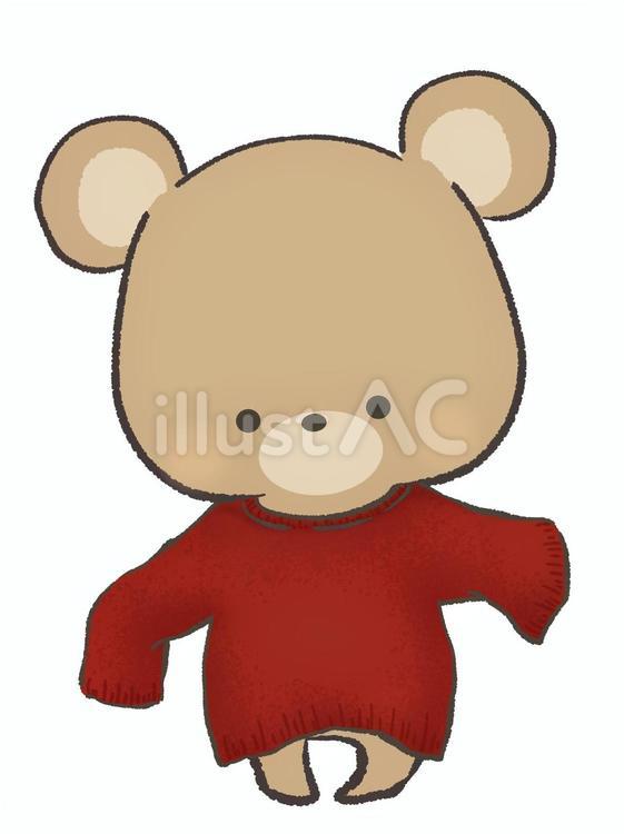 セーターを着たクマのイラスト線あり かわいい,動物,冬のイラスト素材