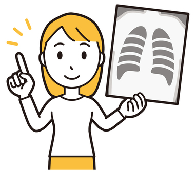  ロングヘア女性(黄)-025-バスト 検査,女性,女の子,人物,かわいい,レントゲン,レントゲン写真,治療,診察,病院のイラスト素材