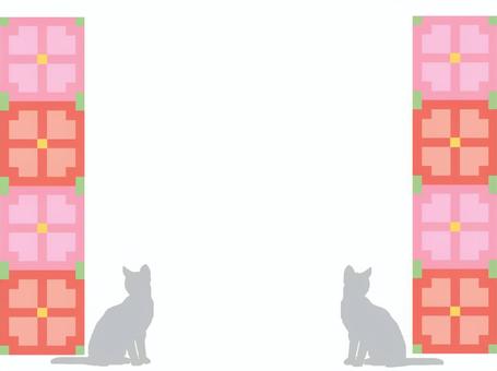 レトロな柄と猫のフレーム2