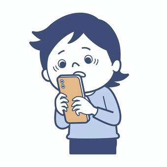 視力_子どもスマホ2_淡色版 子ども,キッズ,幼児,近視,近眼,目,視力,視力低下,疲れ目,姿勢のイラスト素材