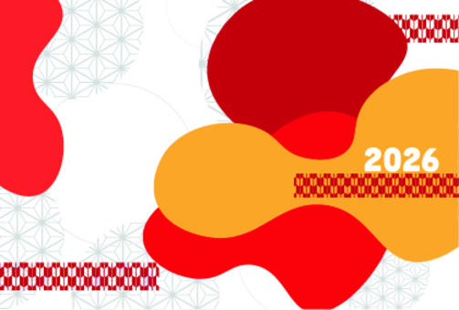 使い勝手のいい年賀状素材2026-5 使い勝手のいい年賀状素材2026-5 2026,令和8年,年賀状,ポストカード,ハガキ,季節,市松,流体,謹賀,新年のイラスト素材