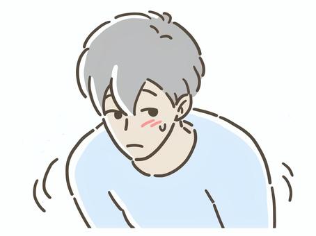 ソワソワする男性 落ち着かない,ソワソワ,hsp,気になる,焦る,誤魔化す,挙動不審,疑い,恥ずかしい,照れ屋のイラスト素材