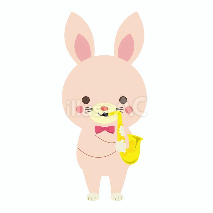 アルトサックス吹きのかわいいうさぎ かわいい,年賀状,挿絵のイラスト素材