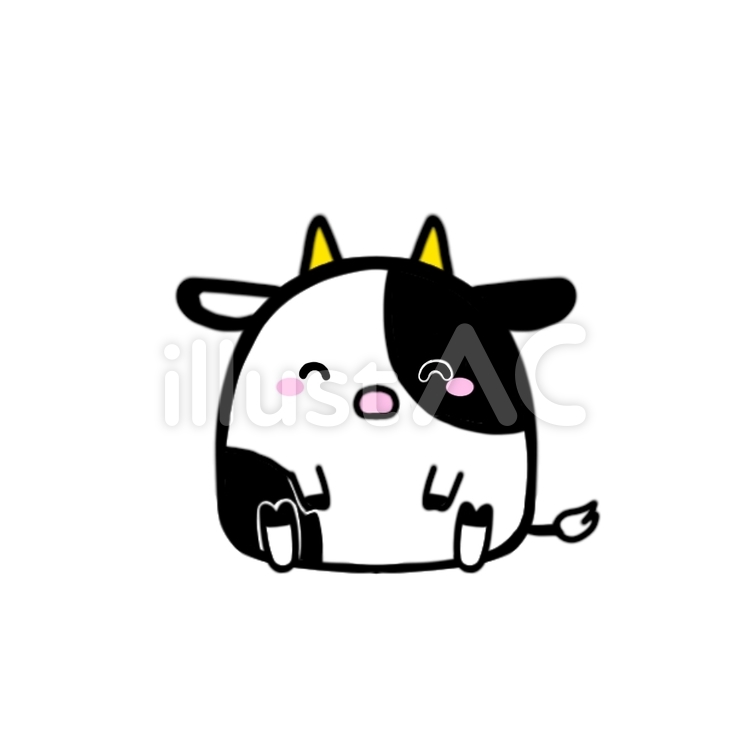 牛(笑顔) 年賀状,丑年,2021年のイラスト素材