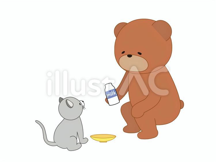 くまとねこ くま,ねこ,動物のイラスト素材