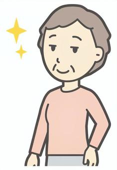  ロンTお婆さん-591-バスト 立つ,お婆さん,高齢者,老人,女性,祖母,人物,かわいい,起立,バストアップのイラスト素材